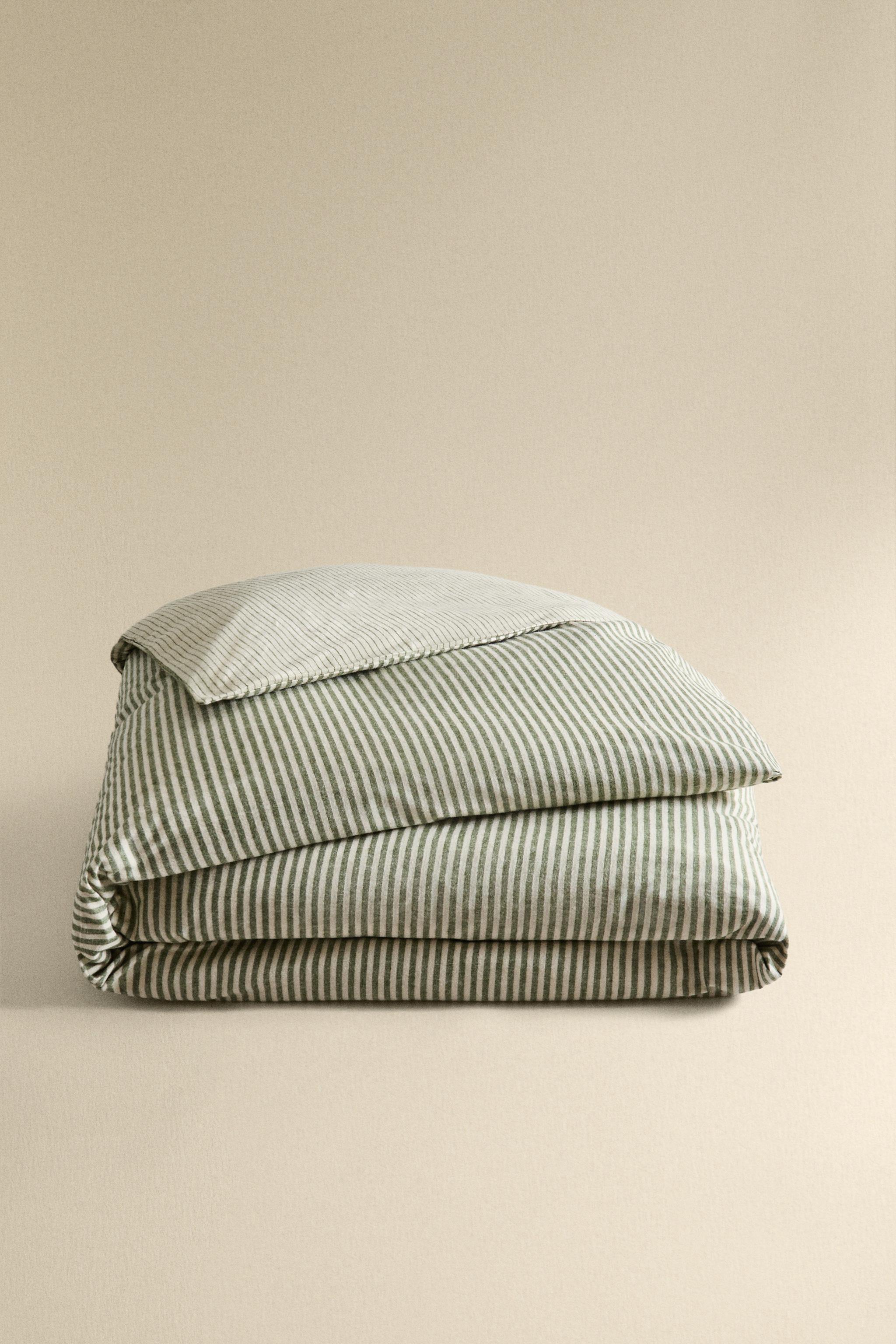 REVERSIBLE STRIPED FLANNEL DUVET COVER
